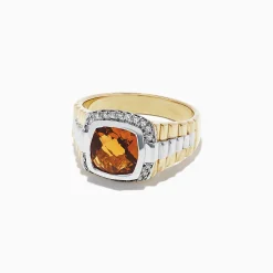 BH Multi Men's Sterling Silver Citrine and Diamond Ring, 2.87 TCW | Mens