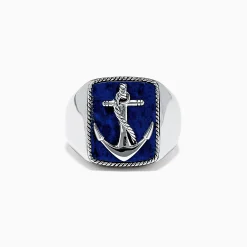 Effy Jewelry Men's Sterling Silver Lapis Lazuli Anchor Ring, 5.90 TCW | Mens