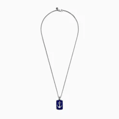 Effy Jewelry Men's Sterling Silver Lapis Lazuli Anchor Dog Tag Pendant, 18.85 TCW | Mens