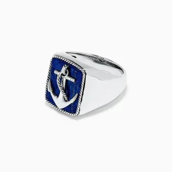 Effy Jewelry Men's Sterling Silver Lapis Lazuli Anchor Ring, 5.90 TCW | Mens