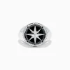 Effy Jewelry Men's Sterling Silver Onyx Compass Ring, 2.61 TCW | Mens