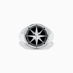 Effy Jewelry Men's Sterling Silver Onyx Compass Ring, 2.61 TCW | Mens