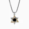 Effy Jewelry Men's Sterling Silver Onyx Star of David Pendant, 0.60 TW | Mens