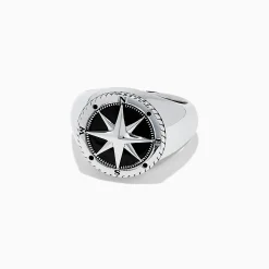 Effy Jewelry Men's Sterling Silver Onyx Compass Ring, 2.61 TCW | Mens