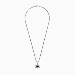 Effy Jewelry Men's Sterling Silver Onyx Star of David Pendant, 0.60 TW | Mens