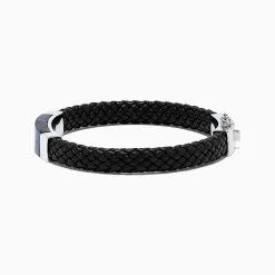 Effy Jewelry Men's Sterling Silver Pietersite Woven Leather Bracelet, 12.50 TCW | Mens