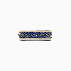 Effy Jewelry Men's Sterling Silver u0026 18K Yellow Gold Blue Sapphire Ring, 1.45 TCW | Mens
