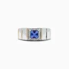 Effy Jewelry Men's Sterling Silver u0026 14K Yellow Gold Tanzanite and Diamond Ring, 1.18 TCW | Mens