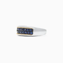 Effy Jewelry Men's Sterling Silver u0026 18K Yellow Gold Blue Sapphire Ring, 1.45 TCW | Mens