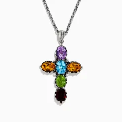 Effy Jewelry Mosaic 925 Sterling Silver Multi Gemstone Cross Pendant | Necklaces & Pendants