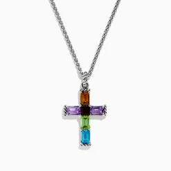 Effy Jewelry Mosaic 925 Sterling Silver Multi Stone Cross Pendant | Necklaces & Pendants