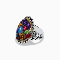 Effy Jewelry Mosaic 925 Sterling Silver u0026 18K Yellow Gold Multi Color Gemstone Ring | Rings