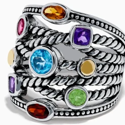 Effy Jewelry Mosaic 925 Sterling Silver u0026 18K Yellow Gold Multi Color Gemstone Ring | Rings