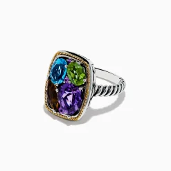 Effy Jewelry Mosaic 925 Sterling Silver u0026 18K Gold Multi Color Ring | Rings