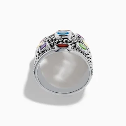 Effy Jewelry Mosaic 925 Sterling Silver u0026 18K Yellow Gold Multi Color Gemstone Ring | Rings