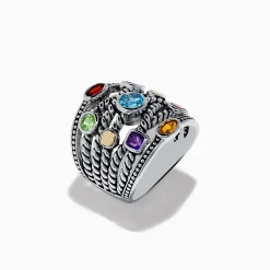 Effy Jewelry Mosaic 925 Sterling Silver u0026 18K Yellow Gold Multi Color Gemstone Ring | Rings