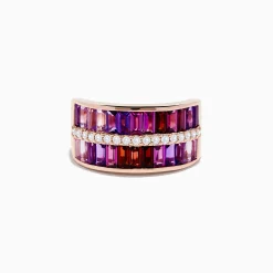 Effy Jewelry Mosaic 14K Rose Gold Multi Gemstone and Diamond Band Ring | Rings