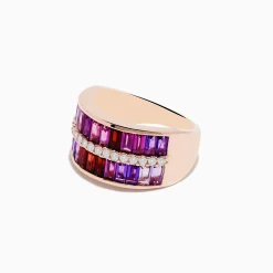 Effy Jewelry Mosaic 14K Rose Gold Multi Gemstone and Diamond Band Ring | Rings