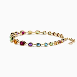 Effy Jewelry Mosaic 14K Yellow Gold Bezel Set Multi Gemstone Adjustable Tennis Bracelet 7.0 TCW | Bracelets