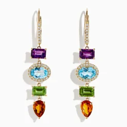 Effy Jewelry Mosaic 14K Yellow Gold Diamond and Multi Stone Drop Earrings | Earrings