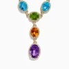 Effy Jewelry Mosaic 14K Yellow Gold Diamond and Multi Color Gemstone Statement Necklace | Necklaces & Pendants