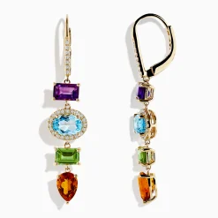 Effy Jewelry Mosaic 14K Yellow Gold Diamond and Multi Stone Drop Earrings | Earrings