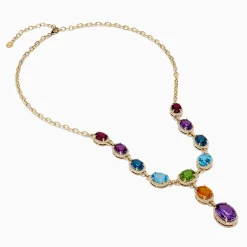 Effy Jewelry Mosaic 14K Yellow Gold Diamond and Multi Color Gemstone Statement Necklace | Necklaces & Pendants