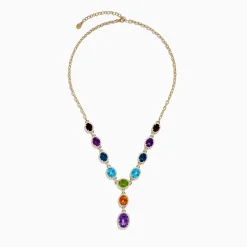 Effy Jewelry Mosaic 14K Yellow Gold Diamond and Multi Color Gemstone Statement Necklace | Necklaces & Pendants
