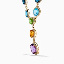 Effy Jewelry Mosaic 14K Yellow Gold Diamond and Multi Color Gemstone Statement Necklace | Necklaces & Pendants