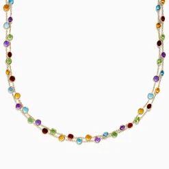Effy Jewelry Mosaic 14K Yellow Gold Multi Color Gemstone and Diamond Necklace | Necklaces & Pendants