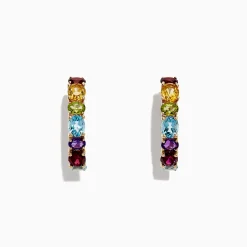 Effy Jewelry Mosaic 14K Yellow Gold Multi Gemstone Hoop Earrings, 4.05 TCW | Earrings