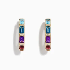 Effy Jewelry Mosaic 14K Yellow Gold Multi Color Gemstone and Diamond Earrings | Earrings