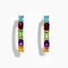 Effy Jewelry Mosaic 14K Yellow Gold Multi Color Gemstone Hoop Earrings | Earrings