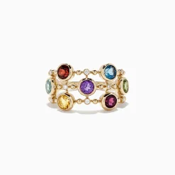 Effy Jewelry Mosaic 14K Yellow Gold Multi Gemstone and Diamond Ring, 2.31 TCW | Rings