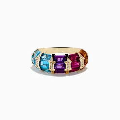 Effy Jewelry Mosaic 14K Yellow Gold Multi Color Gemstone and Diamond Ring | Rings