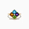 Effy Jewelry Mosaic 14K Yellow Gold Multi Color Gemstone and Diamond Ring | Rings