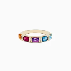 Effy Jewelry Mosaic 14K Yellow Gold Multi Color Gemstone and Diamond Ring | Rings