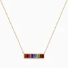Effy Jewelry Mosaic 14K Yellow Gold Multi Color Gemstone and Diamond Collar Bone Bar Necklace | Necklaces & Pendants