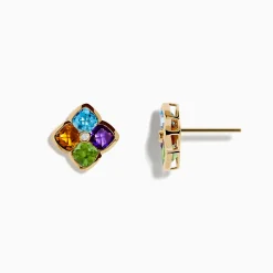 Effy Jewelry Mosaic 14K Yellow Gold Multi Color Gemstones and Diamond Earrings | Earrings