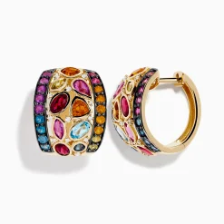 Effy Jewelry Mosaic 14K Yellow Gold Multi Color Gemstone and Diamond Earrings | Earrings