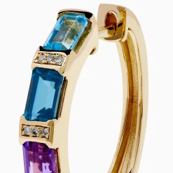 Effy Jewelry Mosaic 14K Yellow Gold Multi Color Gemstone and Diamond Earrings | Earrings