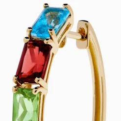 Effy Jewelry Mosaic 14K Yellow Gold Multi Color Gemstone Hoop Earrings | Earrings