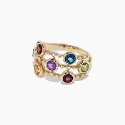 Effy Jewelry Mosaic 14K Yellow Gold Multi Gemstone and Diamond Ring, 2.31 TCW | Rings