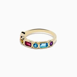 Effy Jewelry Mosaic 14K Yellow Gold Multi Color Gemstone Bezel Ring | Rings