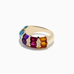 Effy Jewelry Mosaic 14K Yellow Gold Multi Color Gemstone and Diamond Ring | Rings