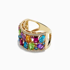 Effy Jewelry Mosaic 14K Yellow Gold Multi Gemstone and Diamond Ring | Rings