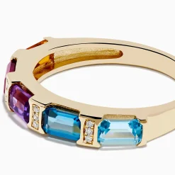 Effy Jewelry Mosaic 14K Yellow Gold Multi Color Gemstone and Diamond Ring | Rings