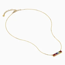 Effy Jewelry Mosaic 14K Yellow Gold Multi Color Gemstone and Diamond Collar Bone Bar Necklace | Necklaces & Pendants