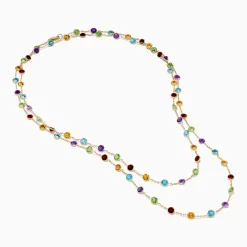 Effy Jewelry Mosaic 14K Yellow Gold Multi Color Gemstone and Diamond Necklace | Necklaces & Pendants
