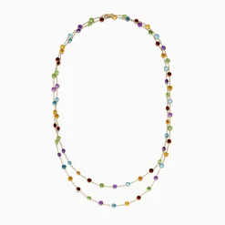 Effy Jewelry Mosaic 14K Yellow Gold Multi Color Gemstone and Diamond Necklace | Necklaces & Pendants